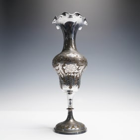 Indian Brass and Silver Damascene Vase