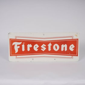 Firestone Red and White Tin Advertising Sign