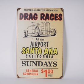 Santa Ana Drag Races Metal Advertising Sign
