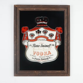 Smirnoff Vodka Advertising Mirror, Pierre Smirnoff Fils Label