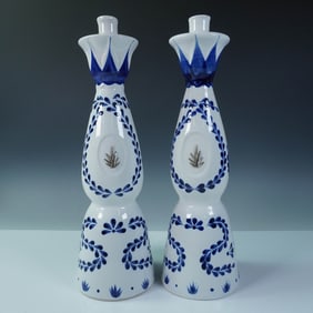 2pc Clase Azul Reposado Tequila Ceramic Bottles
