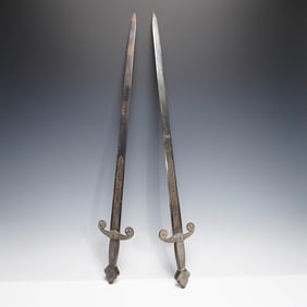 2pc Decorative Toledo Swords with Engraved Blades and Ornate Hilts