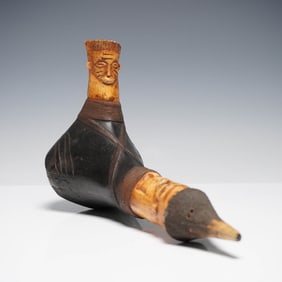 African Carved Figural Ceremonial Pipe