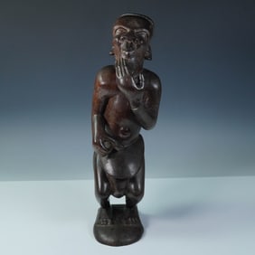 Hand-Carved African Wooden Tribal Figure