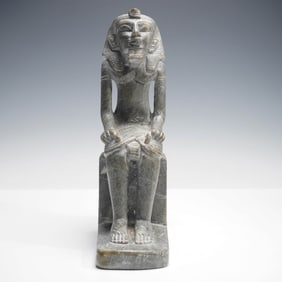 Egyptian Seated Pharaoh Stone Figure