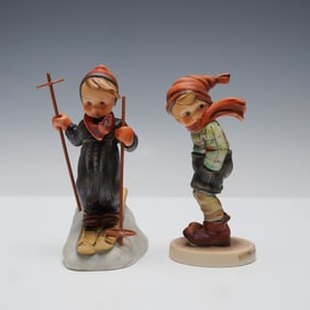 2pc Hummel Goebel Figurines, Skier and March Winds