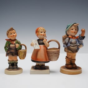 3pc Goebel Hummel Figurines, Village Boy, Meditation & Flower Market