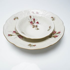 2pc Rosenthal Moss Rose Rim Soup and Cereal Bowls