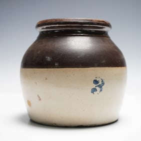 Stoneware Crock with Lid, Brown Glaze