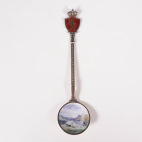 Norwegian 925 Silver Enamel Souvenir Spoon