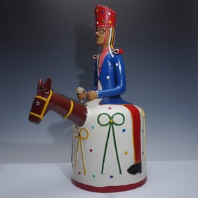 Silvano (b.1958) Man on Horse Terracotta Sculpture