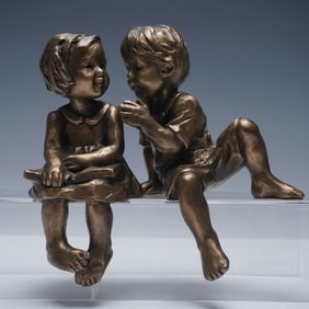2pc Corinne Hartley Bronze Figurines, Secrets