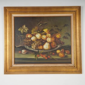Original Oil Painting on Canvas, Still Life w/ Fruits