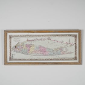 Framed Antique-Style Map of Long Island, New York 1857