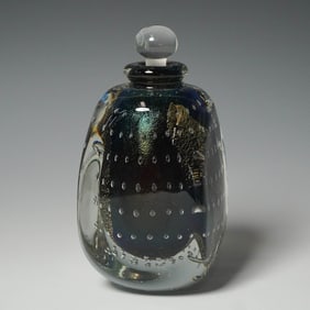 Robert Eickholt Art Glass Bottle with Stopper, Signed 1996