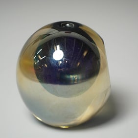 Studio Art Glass Paperweight, Iridescent Orb Design