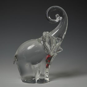 Oggetti Italy Art Glass Elephant Sculpture, Signed