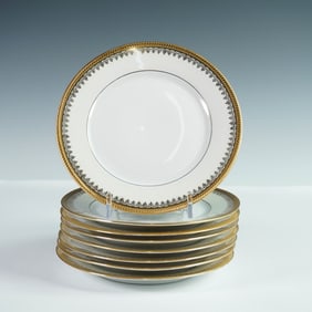 8pc Charles Field Haviland Limoges Bread and Butter Plate Set, Gold Trim