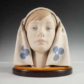 Lladro Porcelain Bust, Girl's Head Blue 01011003X