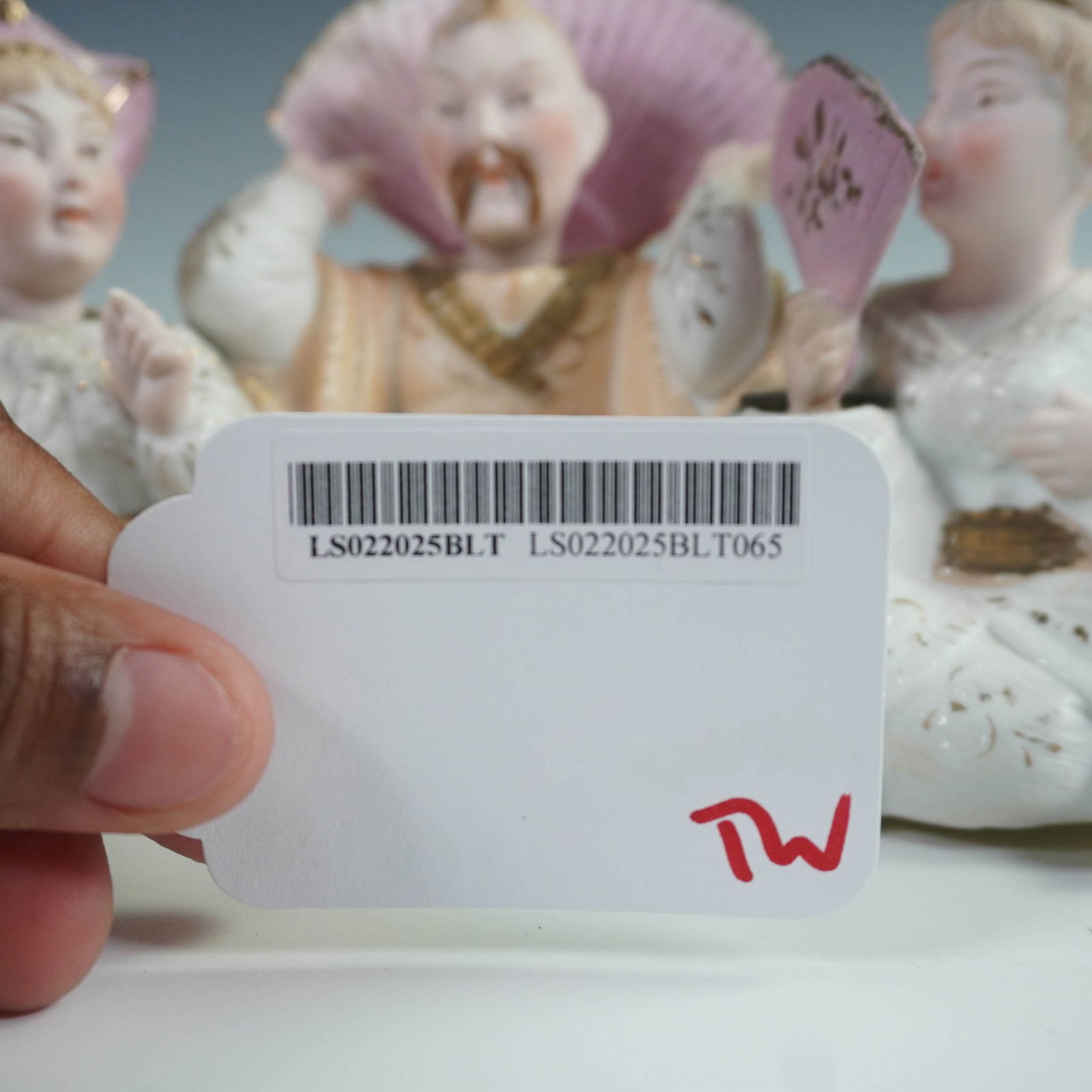 Rare Porcelain Asian Nodder Family Figurine (1 of 5)