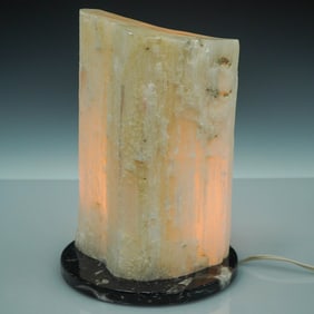 Natural Selenite and Marble Base Accent Lamp