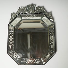 Etched Glass Venetian-Style Wall Mirror