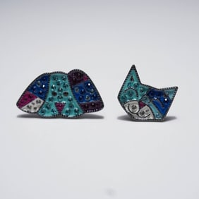 Britto Cat and Dog Cufflinks by Orianne Collins