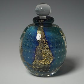 Signed Robert Eickholt Art Glass Perfume Bottle with Stopper