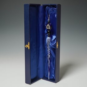Italian Glass Dip Pen with Heart Motif in Box