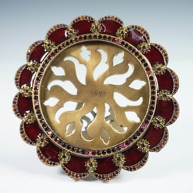 Jay Strongwater Enameled Jeweled Round Frame