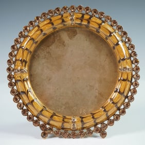 Jay Strongwater Jeweled Enamel and Crystal Round Picture Frame