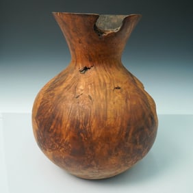 Hand Turned Burl Wood Vase Form Sculpture