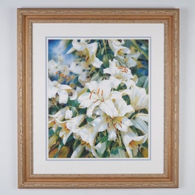 Darryl Trott, Limited Edition Giclee, Bouquet of Casa Blanca, Signed