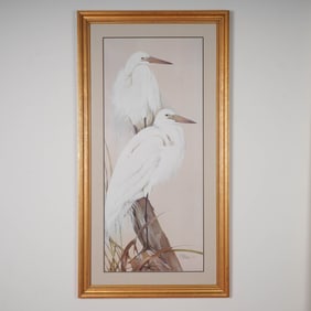 Art Lamay, Large Limited Edition Print, Snowy Egrets, Signed