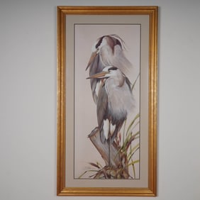 Art Lamay, Large Limited Edition Print, White Egrets, Signed