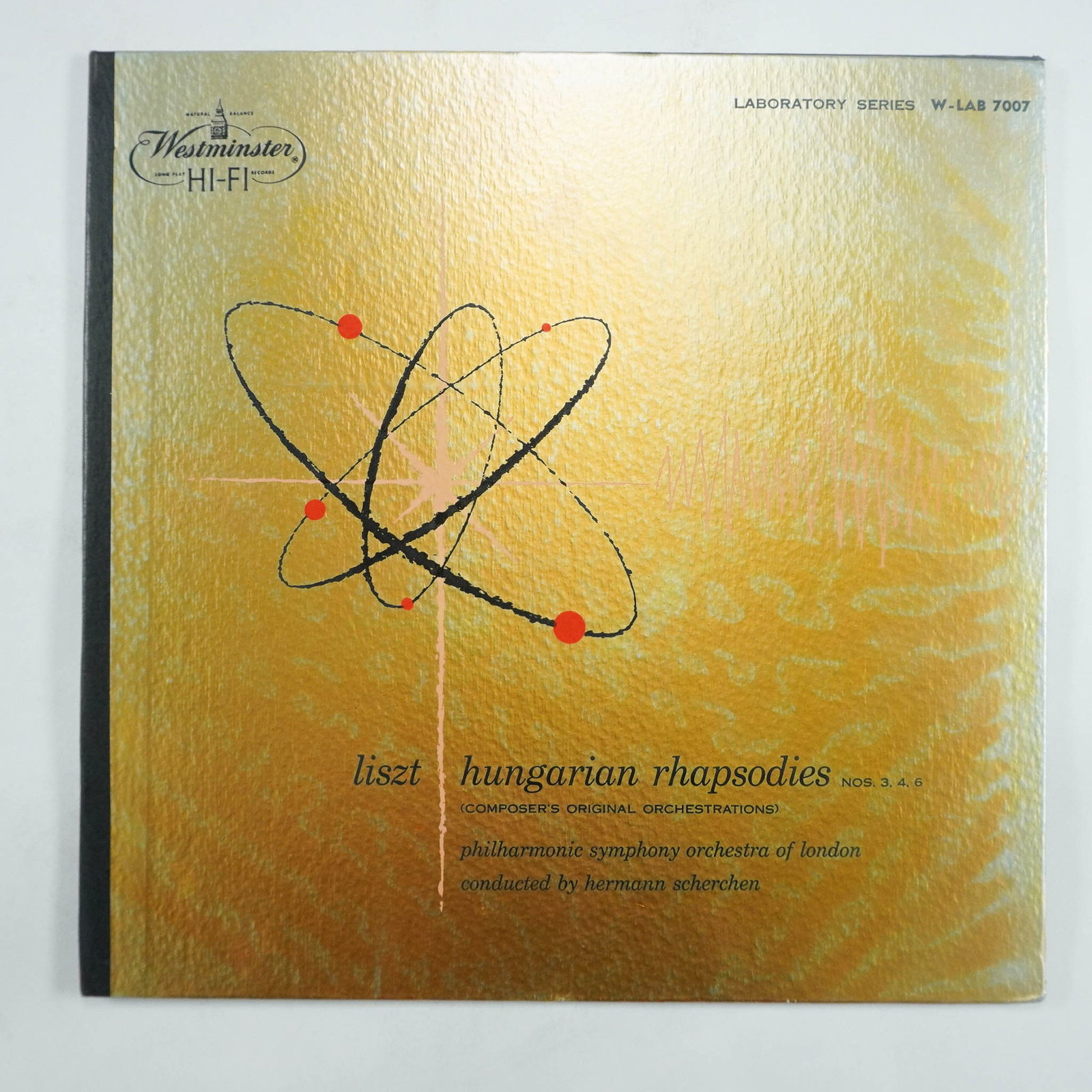 Liszt Hungarian Rhapsodies Nos. 3, 4, 6, Westminster Laboratory Series: This auction lot features the Westminster Laboratory Series release of Hungarian Rhapsodies Nos. 3, 4, 6 by Franz Liszt, performed by the Philharmonic Symphony Orchestra of London and conducted by Her