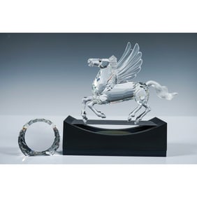 2pc Swarovski Crystal Figurine, The Pegasus with Plaque