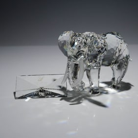 2pc Swarovski Crystal Figurine, Annual Edition Elephant with Plaque