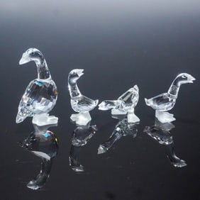4pc Swarovski Crystal Figurines, Mother Goose and Goslings