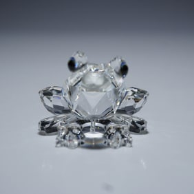 Swarovski Crystal Frog Miniature with Green Eyes Figurine
