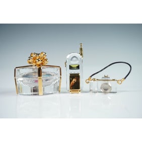 3pc Swarovski Crystal Memories Figurine Set, Gift Box, Phone, Camera
