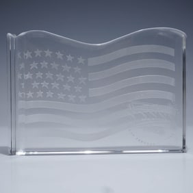Val St. Lambert Crystal Paperweight, Super Bowl XXXVI 2002