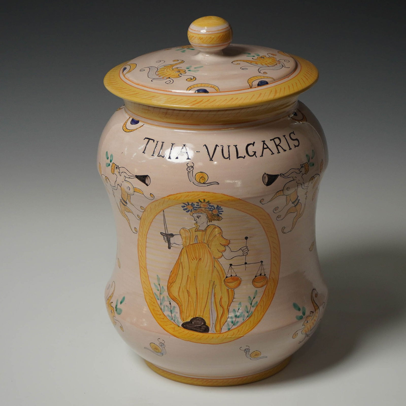 Italian Maiolica Lidded Jug, LAntica Deruta Grottesche (1 of 7)