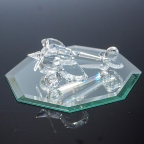 Swarovski Crystal Figurine, Aeroplane with Mirror