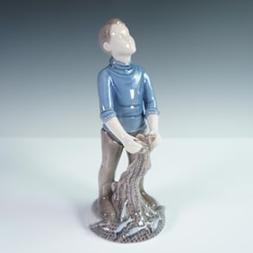 Bing and Grondahl, Porcelain Figurine, Boy with Fishing Net, Model 2338