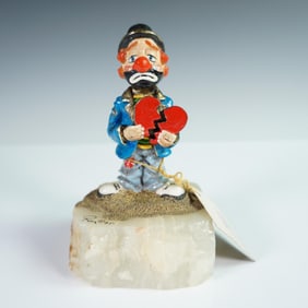 Ronald A. Lee, Hand-Painted Clown Figurine, Broken Heart, Signed