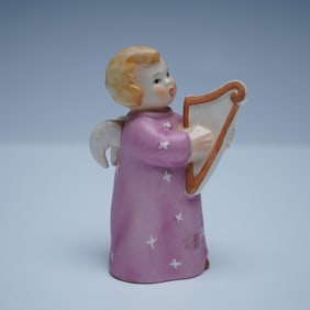 Goebel Hummel Porcelain Figurine, Pink Angel With Harp