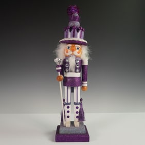 Purple Glitter Nutcracker with Crown Hat and Scepter