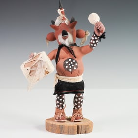 Native American Wooden Kachina Doll, Koyemsi, Signed
