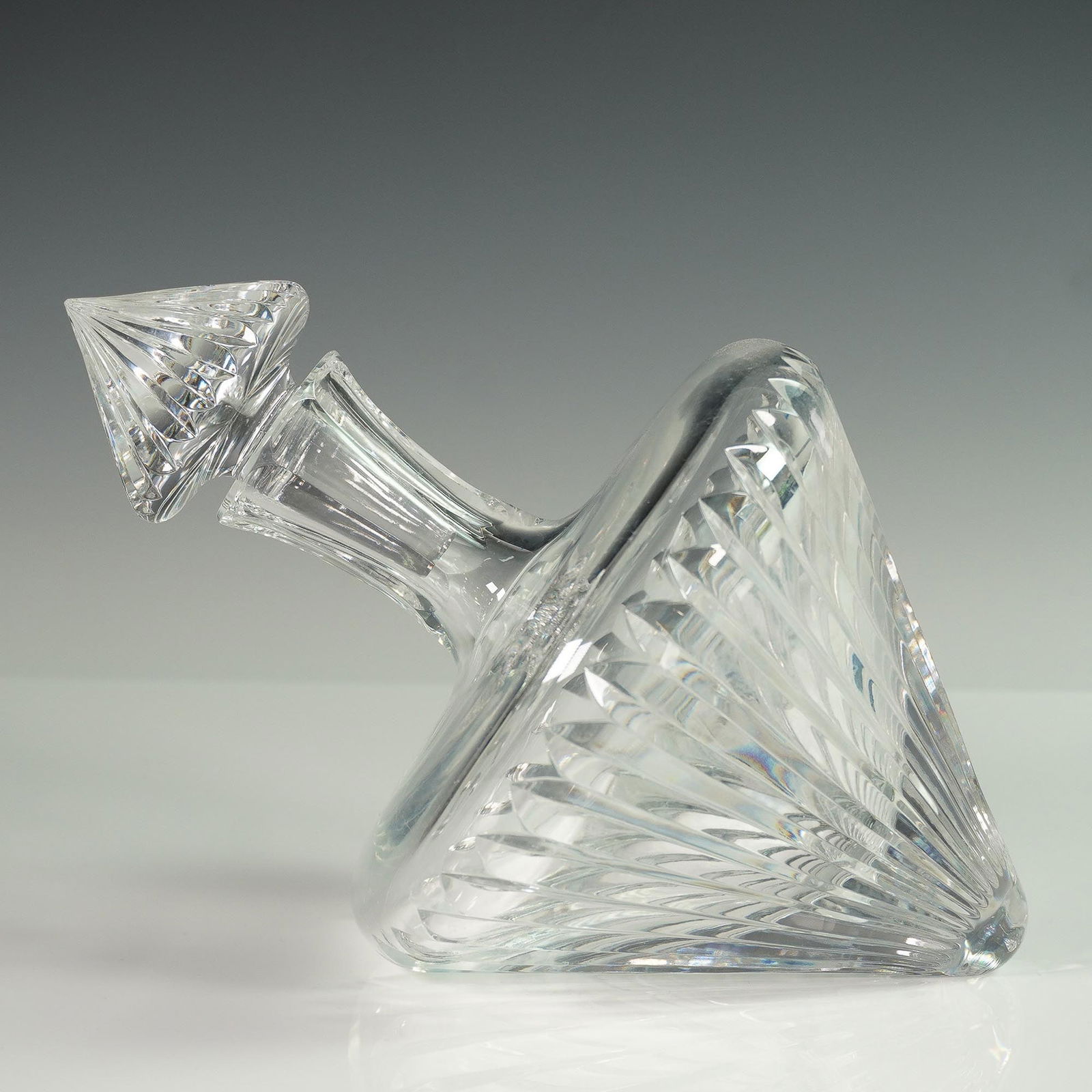 Tilted Faceted Clear Crystal Decanter with Stopper (1 of 4)
